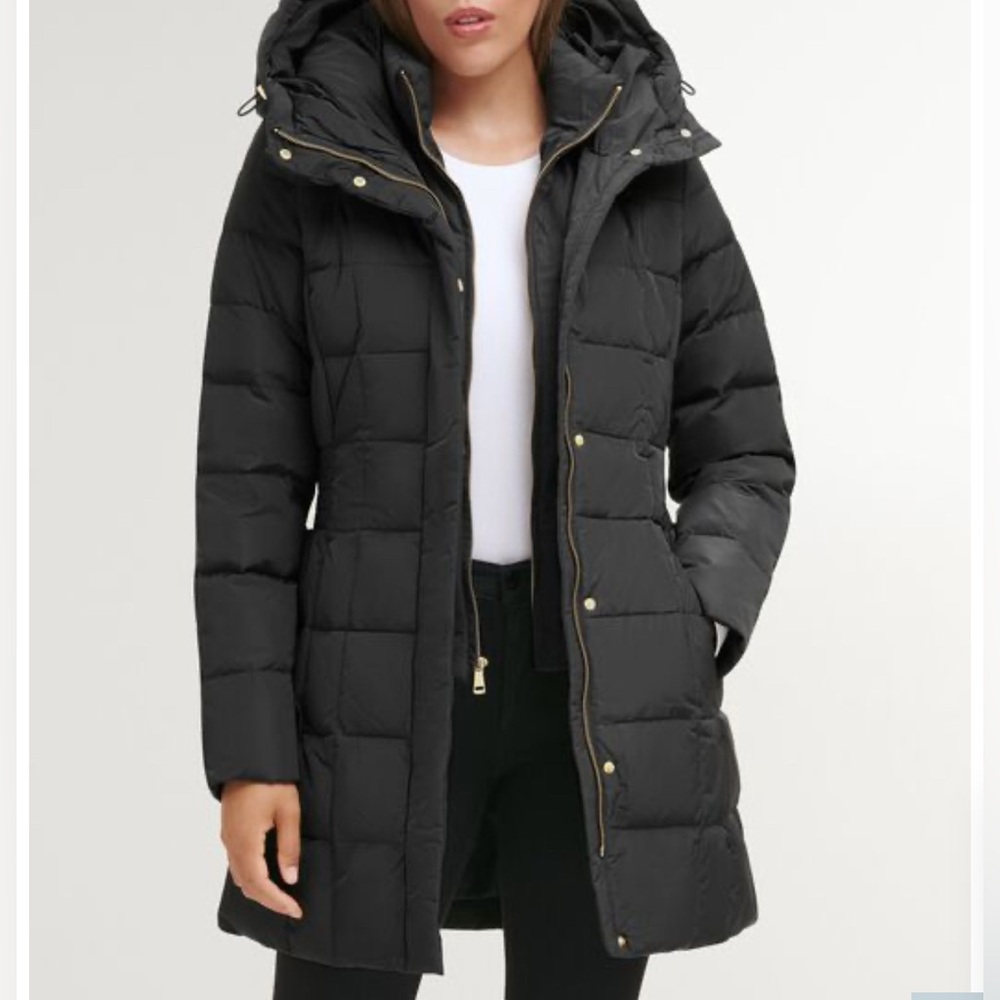 Cole Haan Signature Women's Black Quilted Hooded Jacket